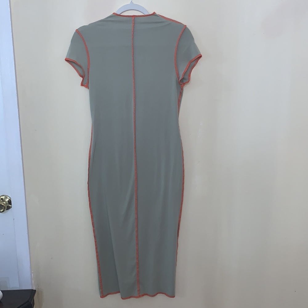 Olive Bodycon Dress Orange Detail